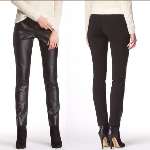 Anthropologie Pants - My Tribe NEW Alligator Embossed Genuine Leather Skinny Pant Jeans Trousers Black